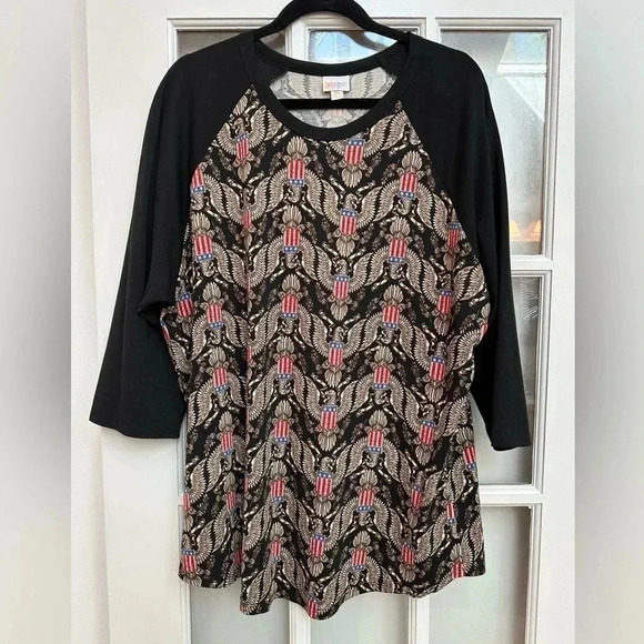 LuLaRoe | Americana Randy Baseball Tee 3/4 Sleeves Eagle USA Patriotic Size 3X - Picture 8 of 8